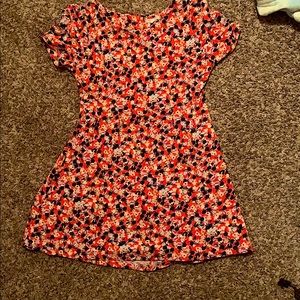 Used Copper Key Orange Flower dress, Large